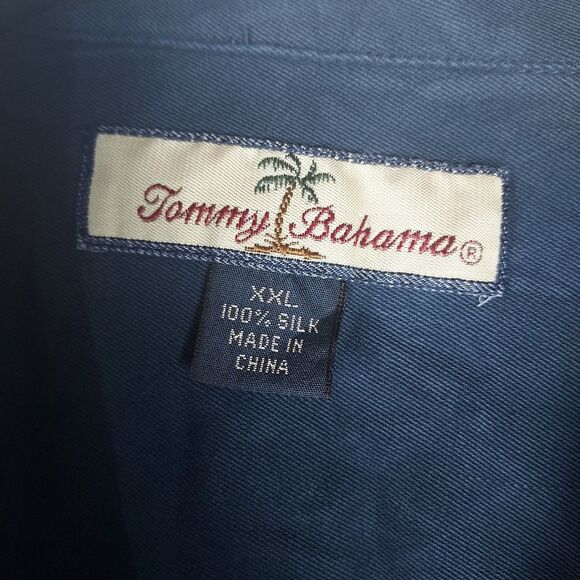 Tommy Bahama Men’s XXL 100% Silk Camp Shirt Blue Casual Summer - Picture 4 of 8